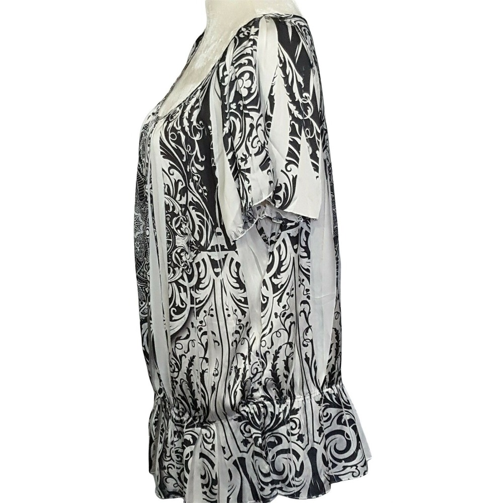 Cato Top Blouse Womens Size 18/20 Peplum Black White Sublimation Lightweight